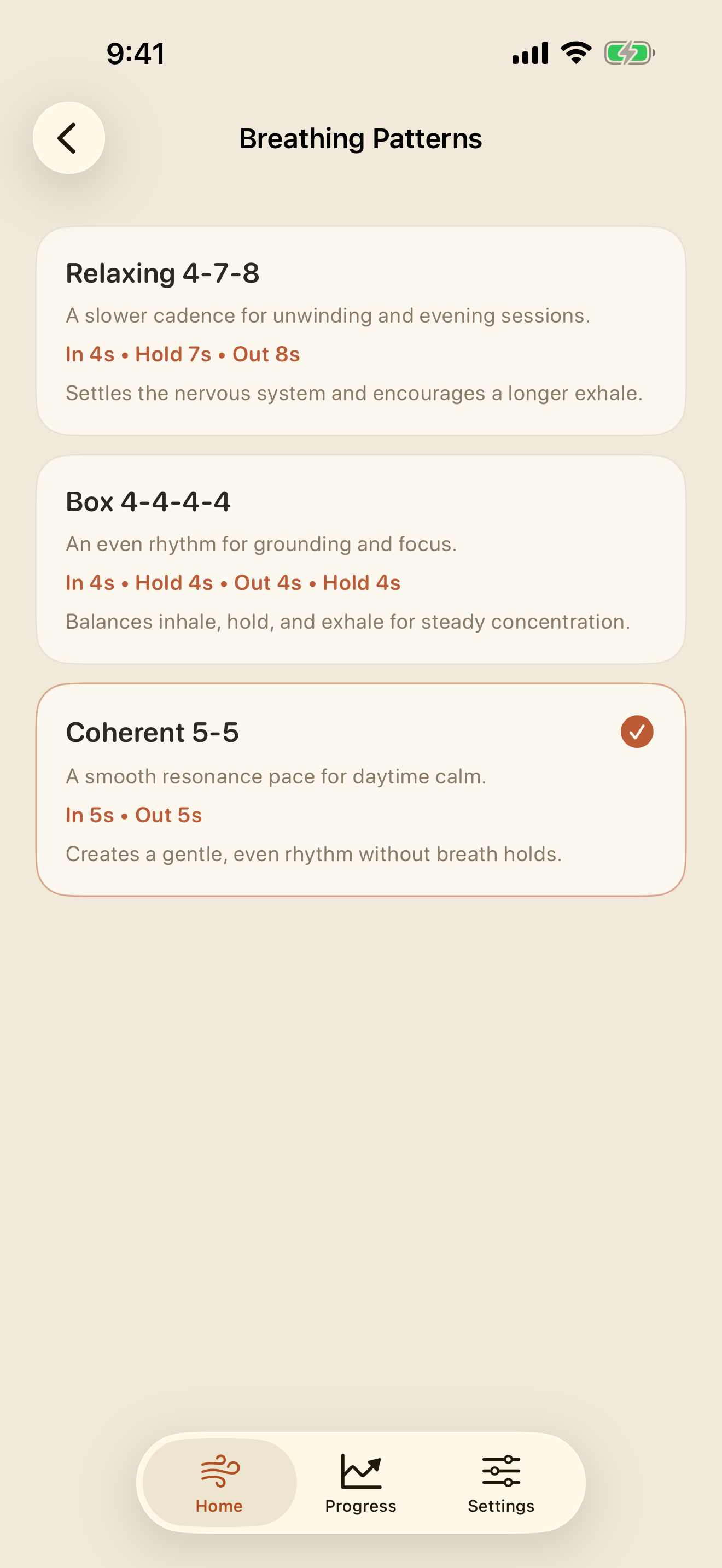 Breathing pattern library