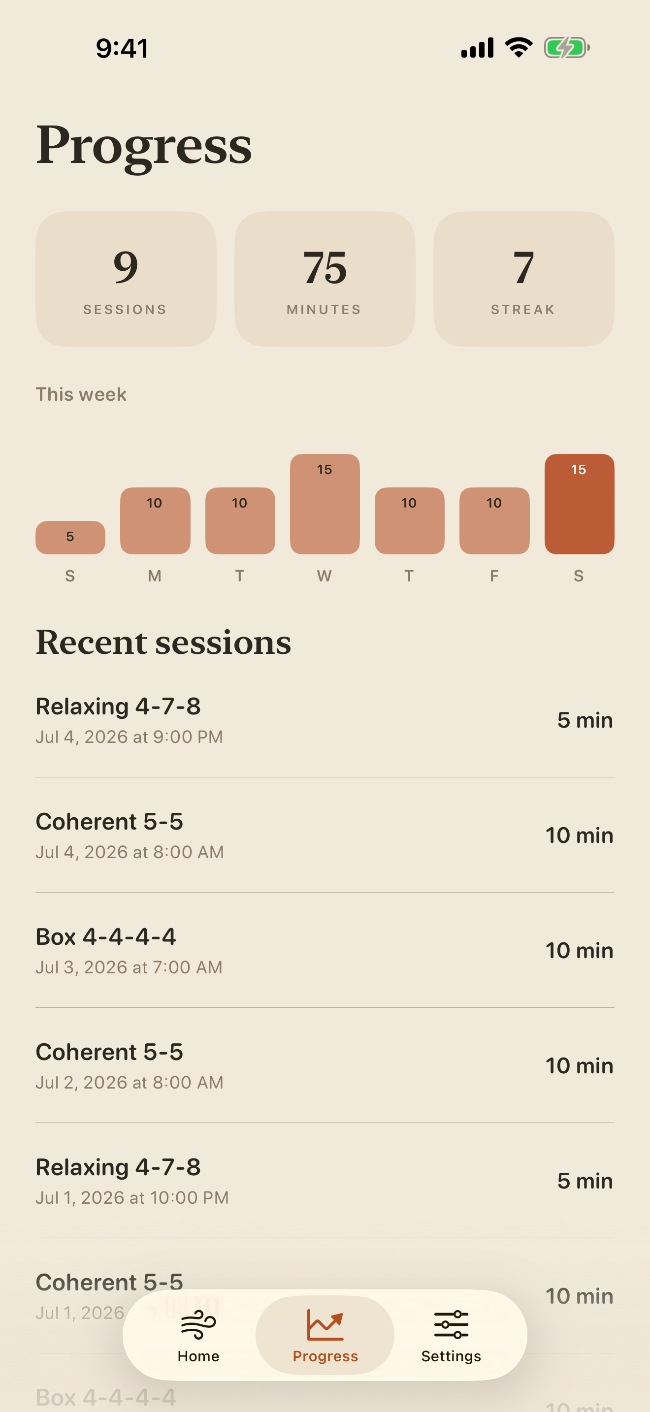Private on-device progress summary